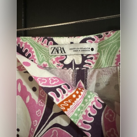 New Zara linen pants geometric pink pattern - Picture 5 of 8